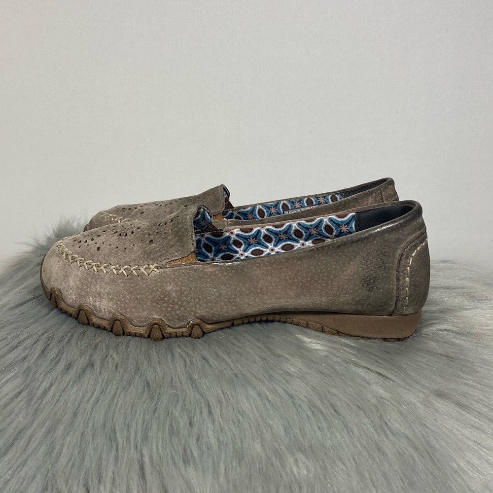 Skechers Womens Relaxed Fit Bikers Gray Slip Shoes